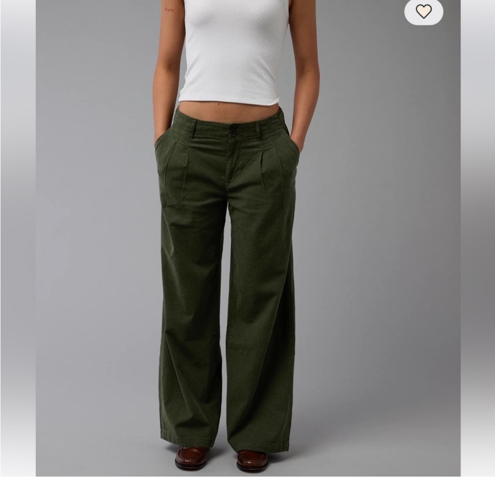Linen over sized pleated pant